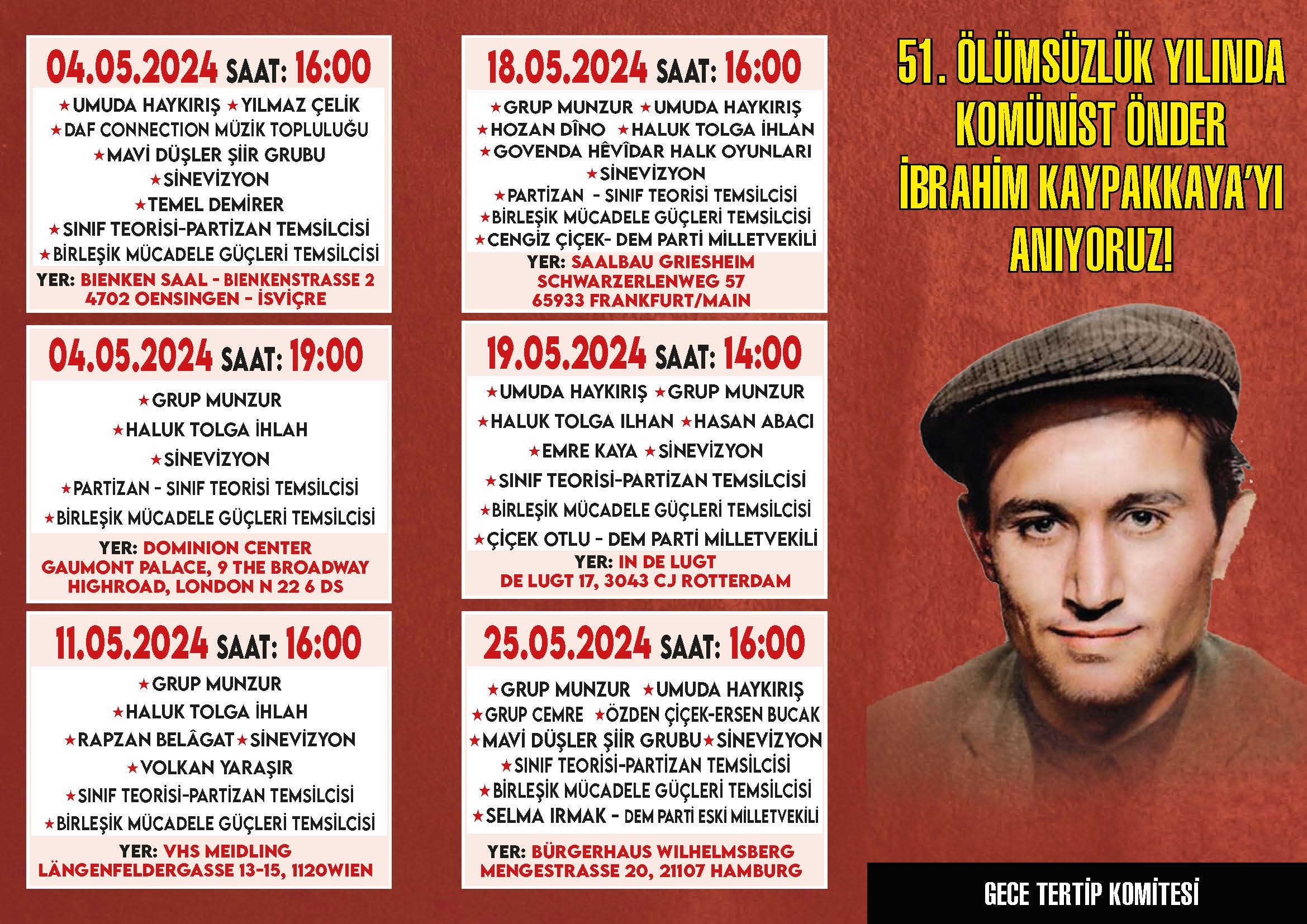 İbrahim Kaypakkaya 51. Ölümsüzlük Yılı Anması